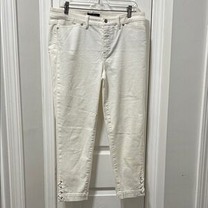 Talbots white Ankle Jeans with Lace-Up Hem